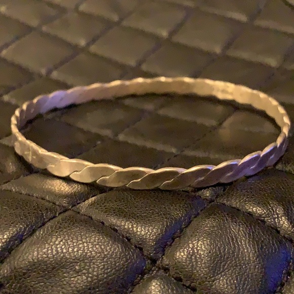 Vintage Sterling Silver 925 Twisted Flat Bangle Bracelet - Picture 7 of 8